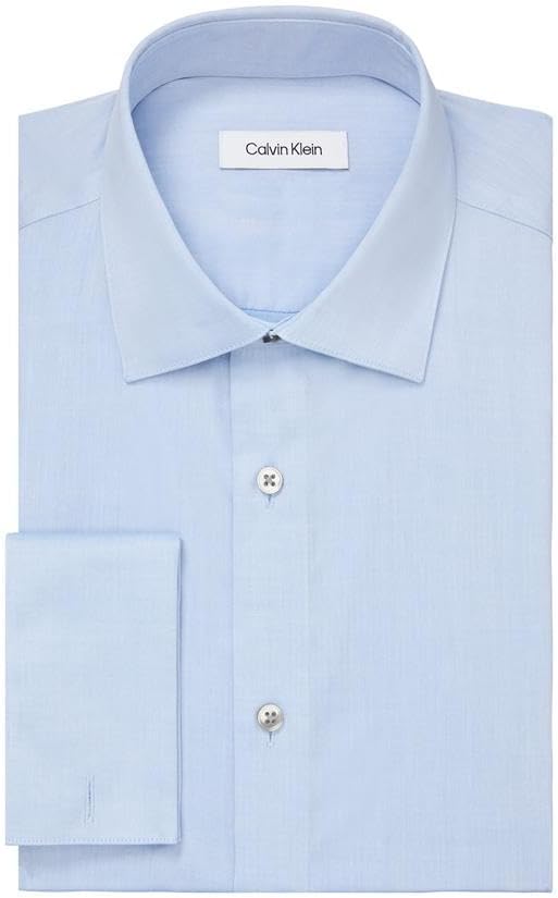 Мужская рубашка Calvin Klein Regular Fit с французскими манжетами и узором «елочка», Blue — фото 3