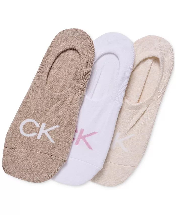 Женские носки с логотипом, 3 пары, вязаные Calvin Klein, коричневый/бежевый — фото 2