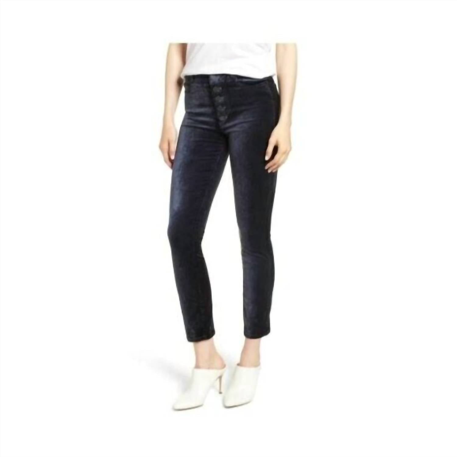 

Узкие джинсы Hoxton Ankle Midnight Slate Velvet Exposed Buttons Fly In Blue Paige, синий