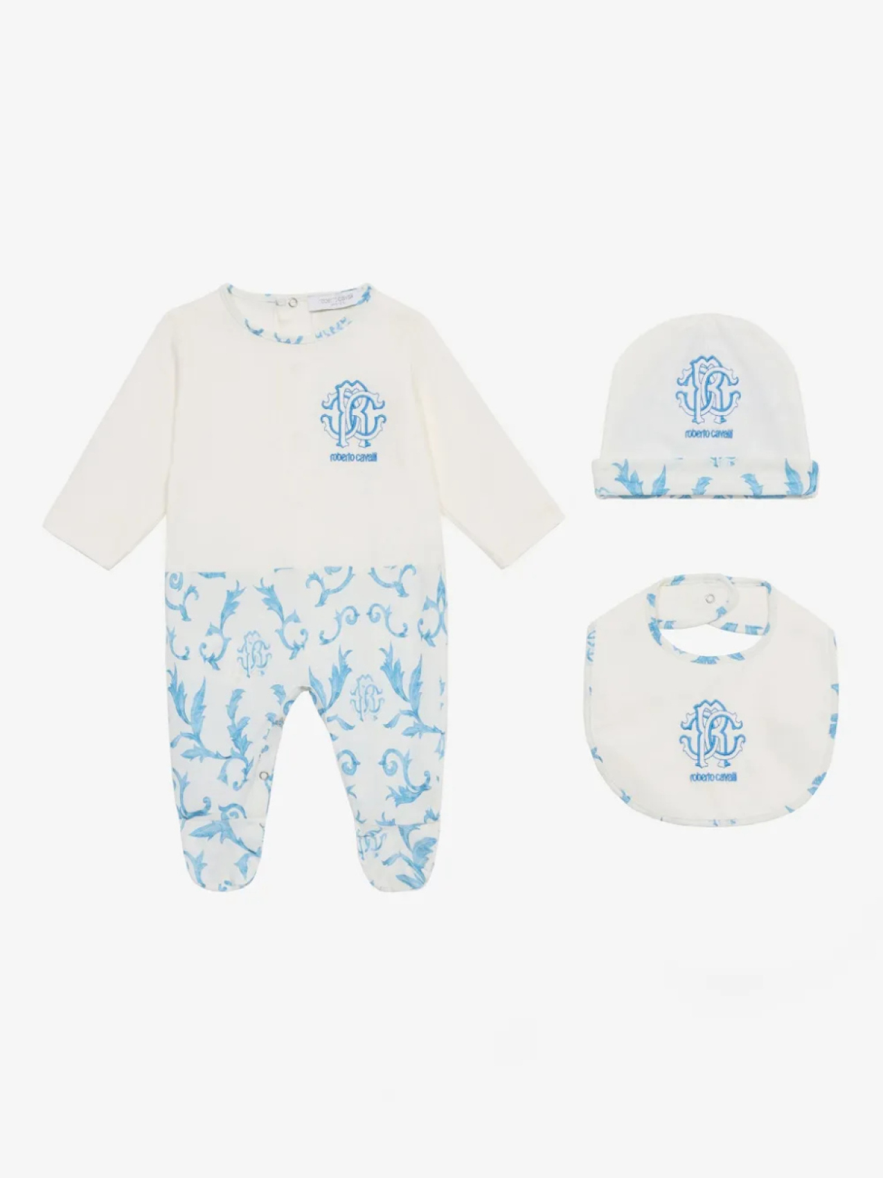 

Комплект для новорожденного с логотипом Roberto Cavalli Junior, синий