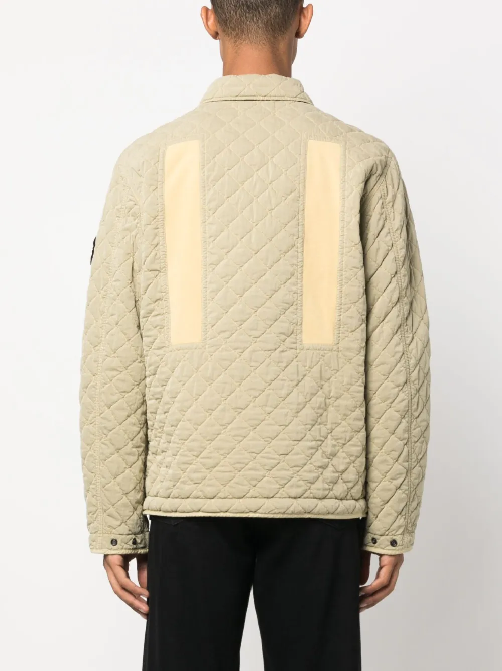 Стеганый бомбер на кнопках Stone Island, зеленый — фото 4