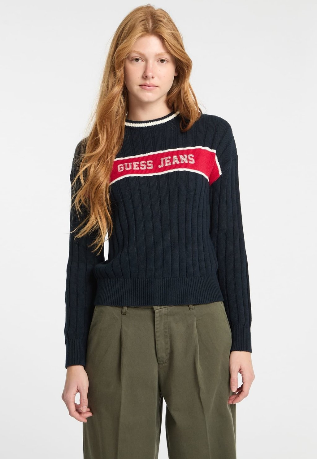 

Джемпер RUNDHALSAUSSCHNITT Guess Jeans, синий
