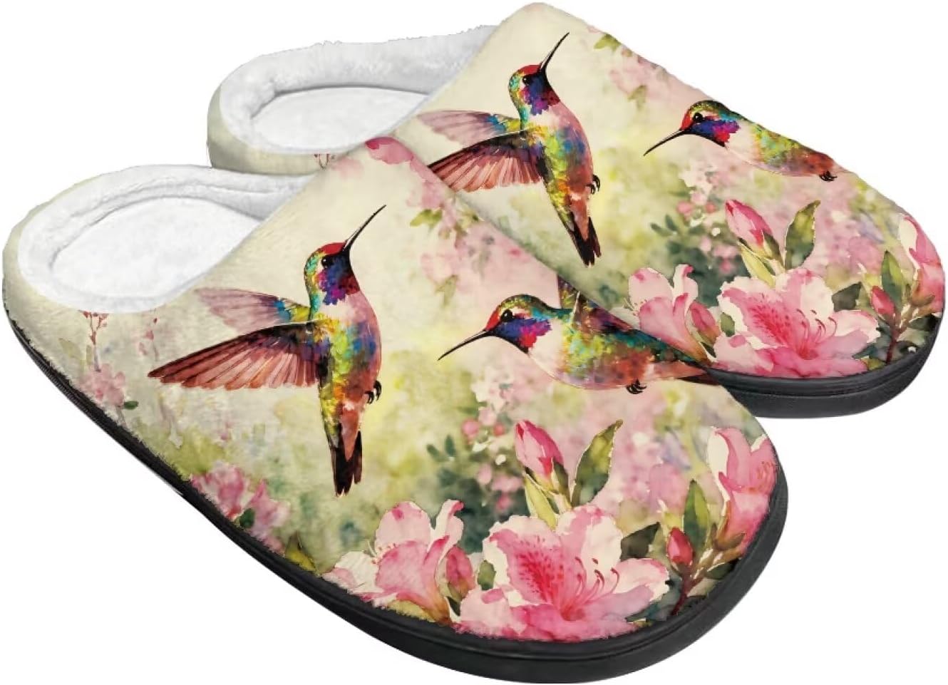 

Тапочки Tomeusey для женщин - домашние и хлопковые тапочки с противоскользящей подошвой, подарок для женщин и мужчин, Hummingbird Lily