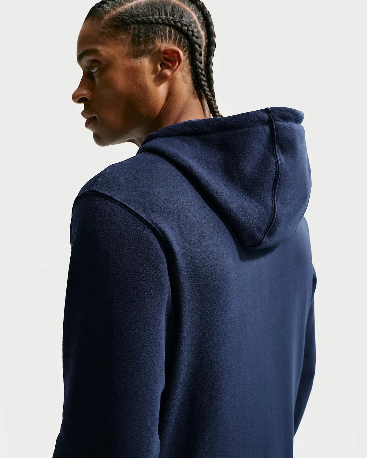 Мужская флисовая кофта на молнии Nike Club, Obsidian/Obsidian/White — фото 2