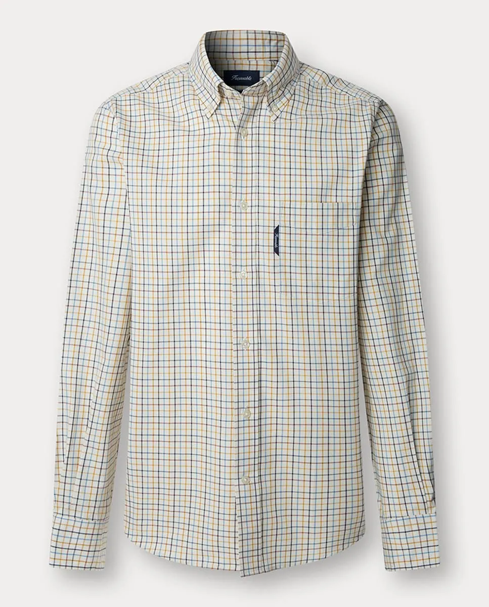 

Мужская рубашка из хлопка в клетку с карманом, фасон Club Fit Façonnable, желтый