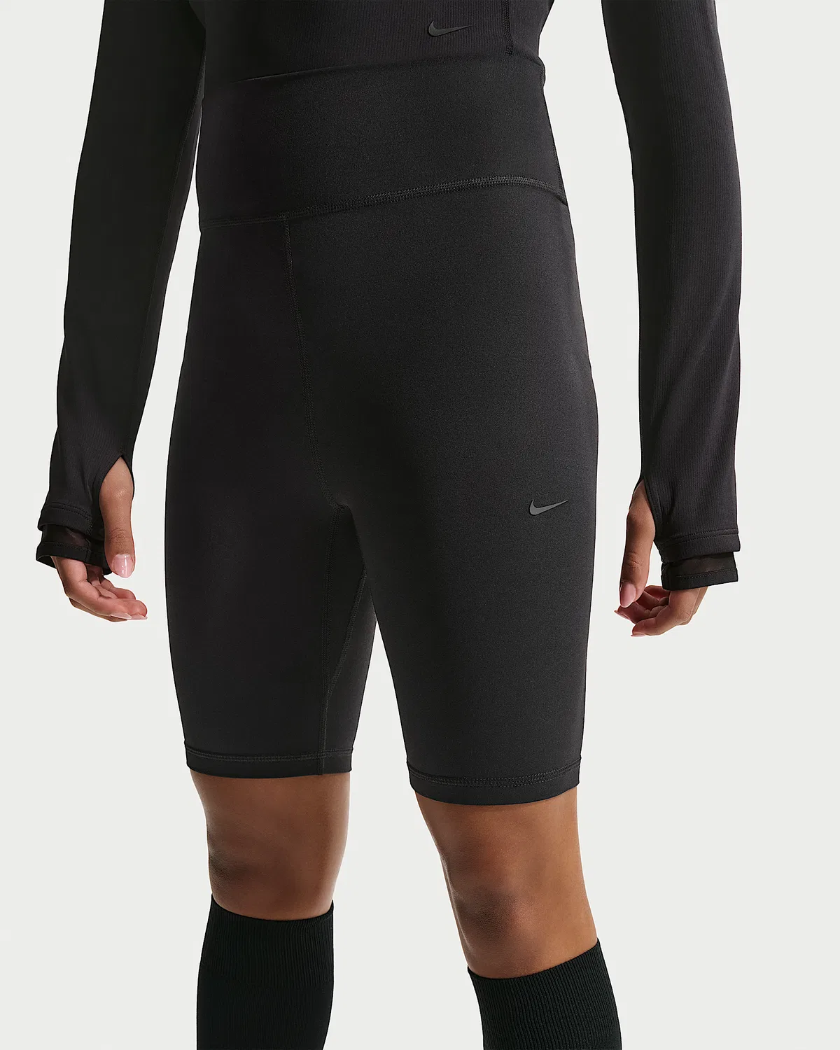 Детские шорты Nike MAVN Dri-FIT с высокой посадкой, 7", Black/Black — фото 2