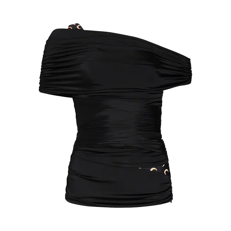 

Топ Marine Serre Jersey Body Shelter Draped Off Shoulder 'Black', черный