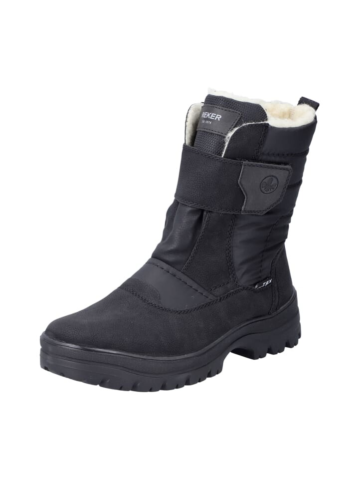 Ботинки зимние женские Rieker высокие с мехом, черный