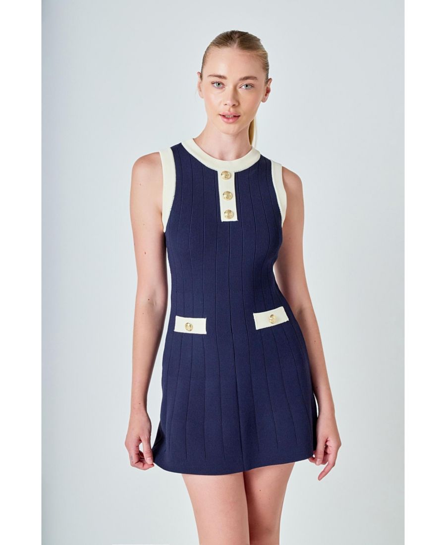 

Женское мини-платье из контрастной вязки endless rose, Navy/ivory