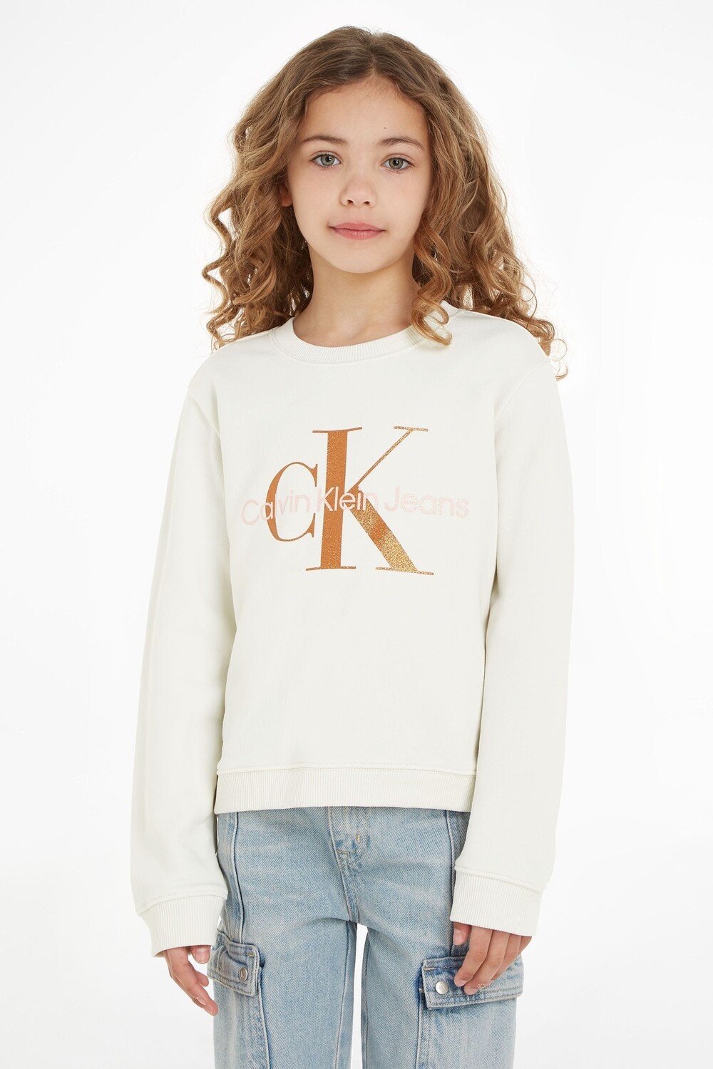 

Детская толстовка Kenzo с логотипом Calvin Klein, бежевый