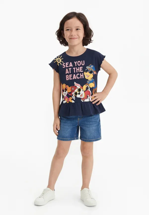 Футболка Name It Nmfmina paw ss nreg top cplg print t-shirt, темно-синий