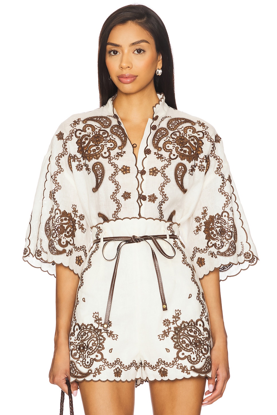 

Вышитая рубашка Ascension Zimmermann, ivory & chocolate