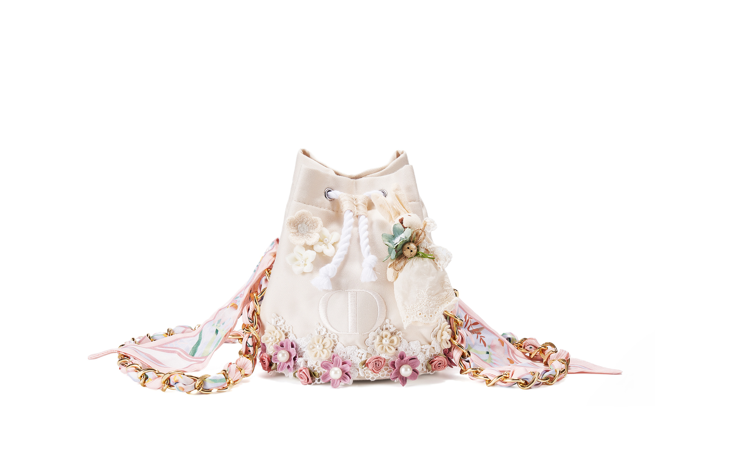 

DIOR Индивидуальная косметичка creation singularity, ravishing, summer, storage, canvas bucket bag, коричнево-розовая