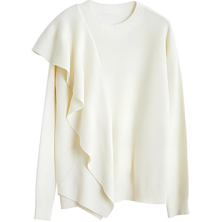 

Трикотажный джемпер с круглой горловиной и умеренной нерегулярностью ELLE, бежевый