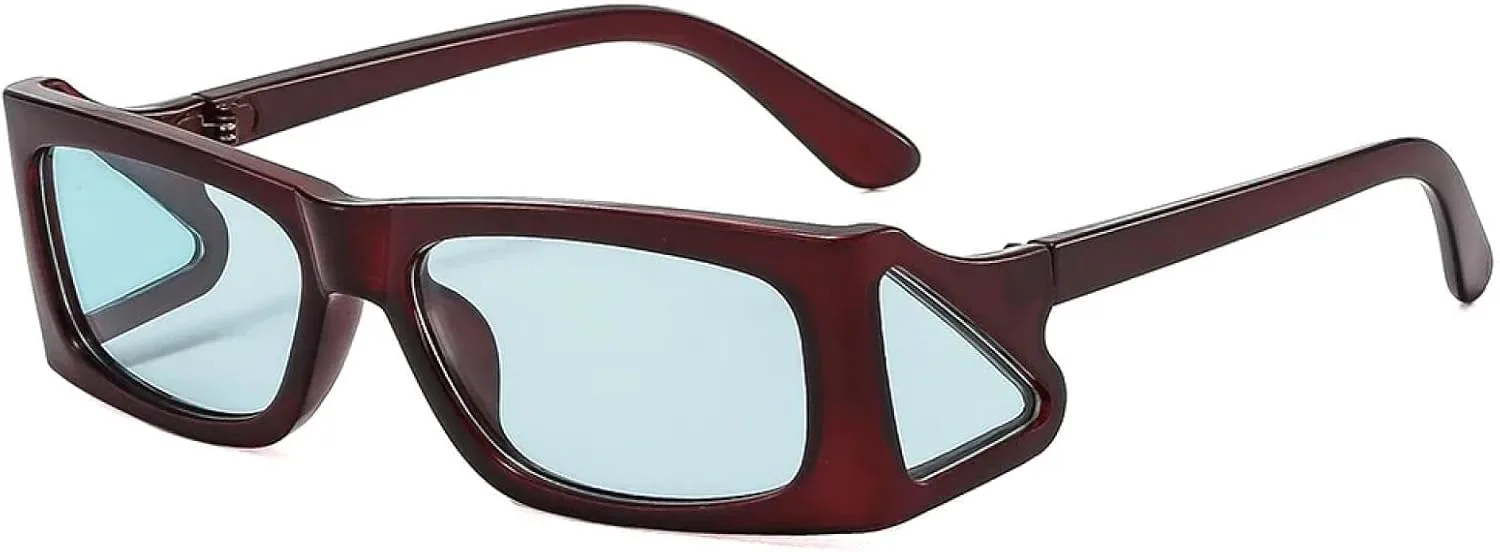 

Винтажные прямоугольные солнцезащитные очки для женщин и мужчин в стиле панк, популярная оправа, роскошные, с защитой от УФ-излучения UV400 TYUVIVO, Brown Blue