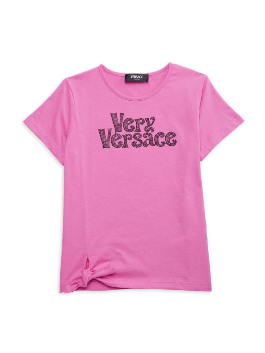 

Футболка с узлом Very Versace для маленьких девочек и девочек Versace, цвет Water Lily