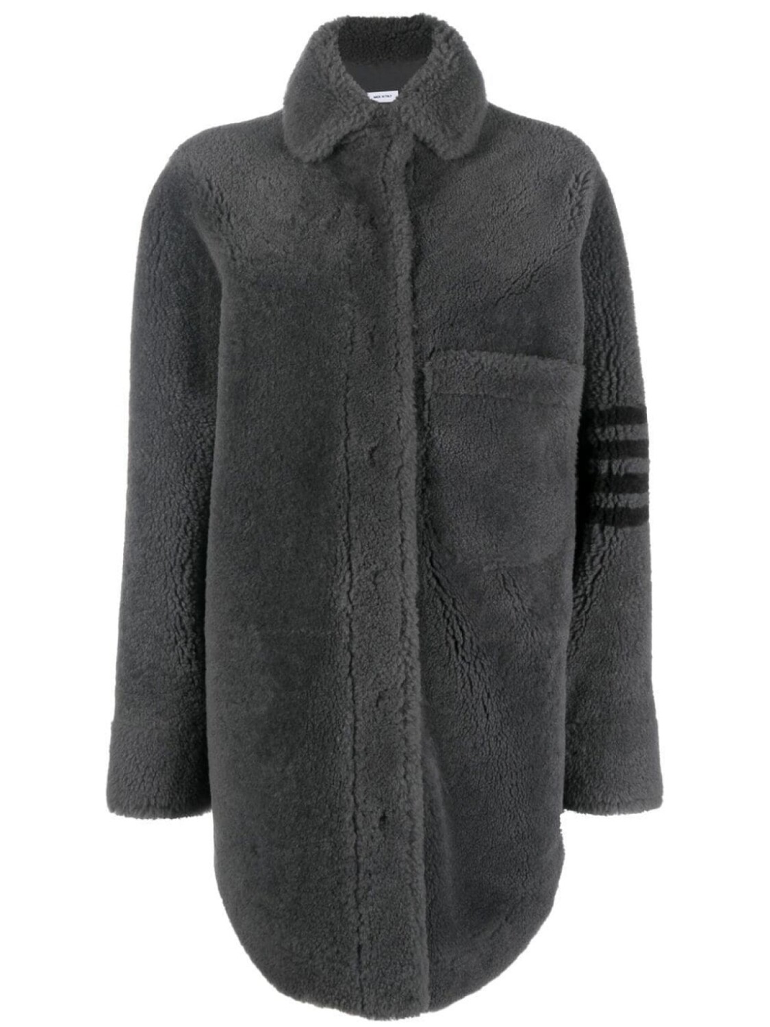 

Куртка из овчины с полосками 4-Bar Thom Browne, серый