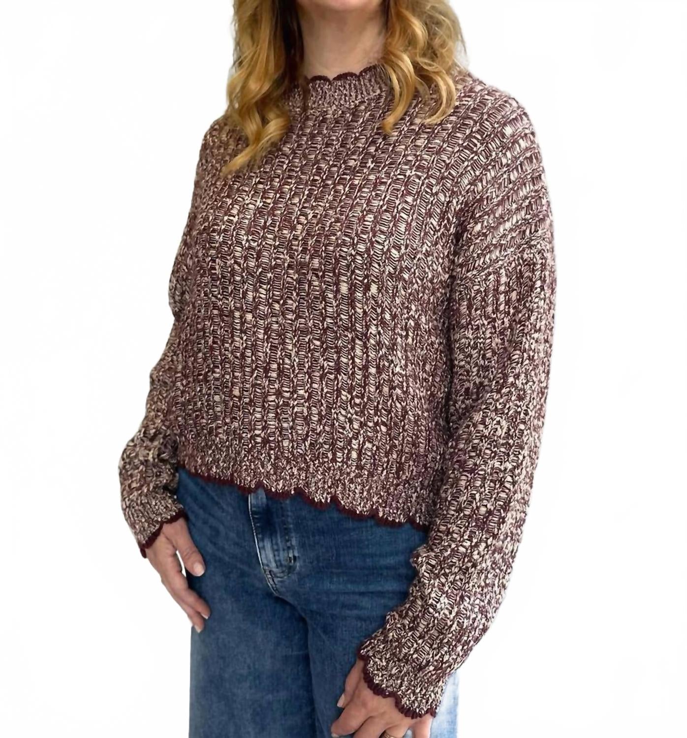 

Autumn Cashmere Топ с круглым вырезом и декоративной строчкой в ​​бордовой расцветке