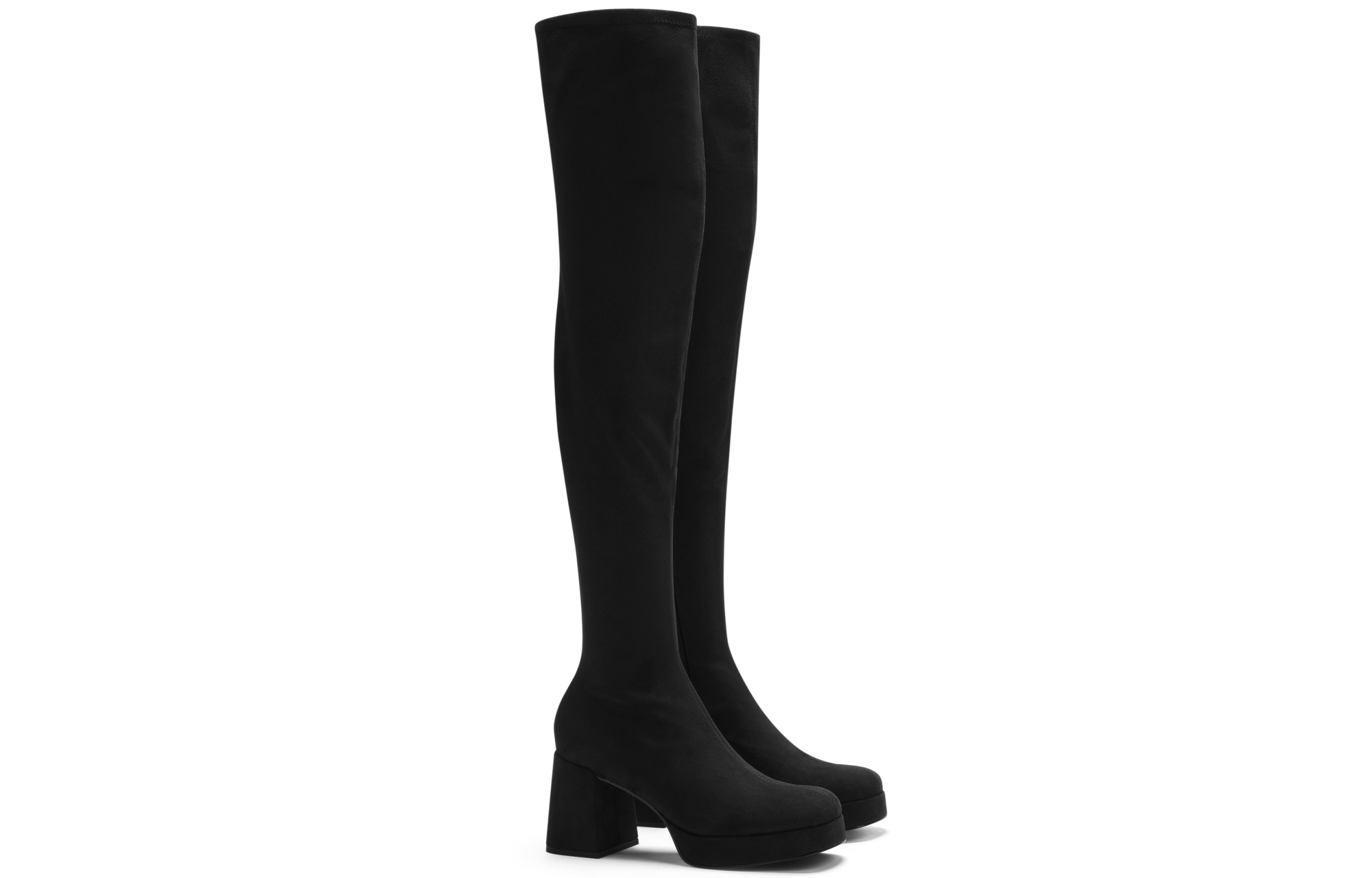 CHARLES&KEITH Черные текстурированные ботильоны до колена на каблуке 8 см, цвет BLACK TEXTURED Black Textured — фото 3