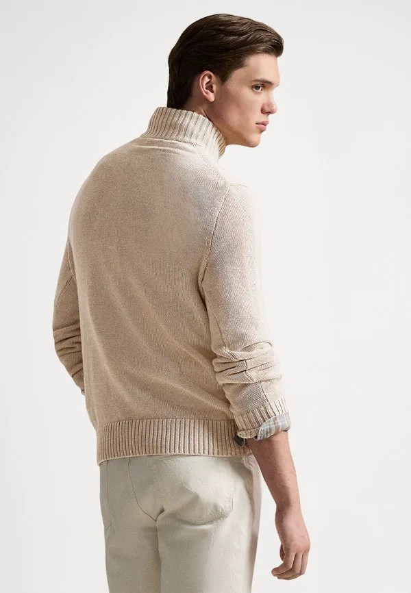 Хлопковый свитер с воротником-стойкой на молнии. Polo Ralph Lauren, Dune Melange — фото 3