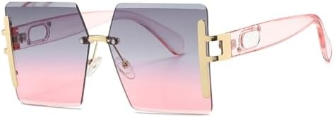 

Солнцезащитные очки большого размера без оправы 2027 года для женщин и мужчин. Модные солнцезащитные очки в винтажном стиле, розовые, с защитой от УФ-излучения UV400 MTZJH, Gray Pink