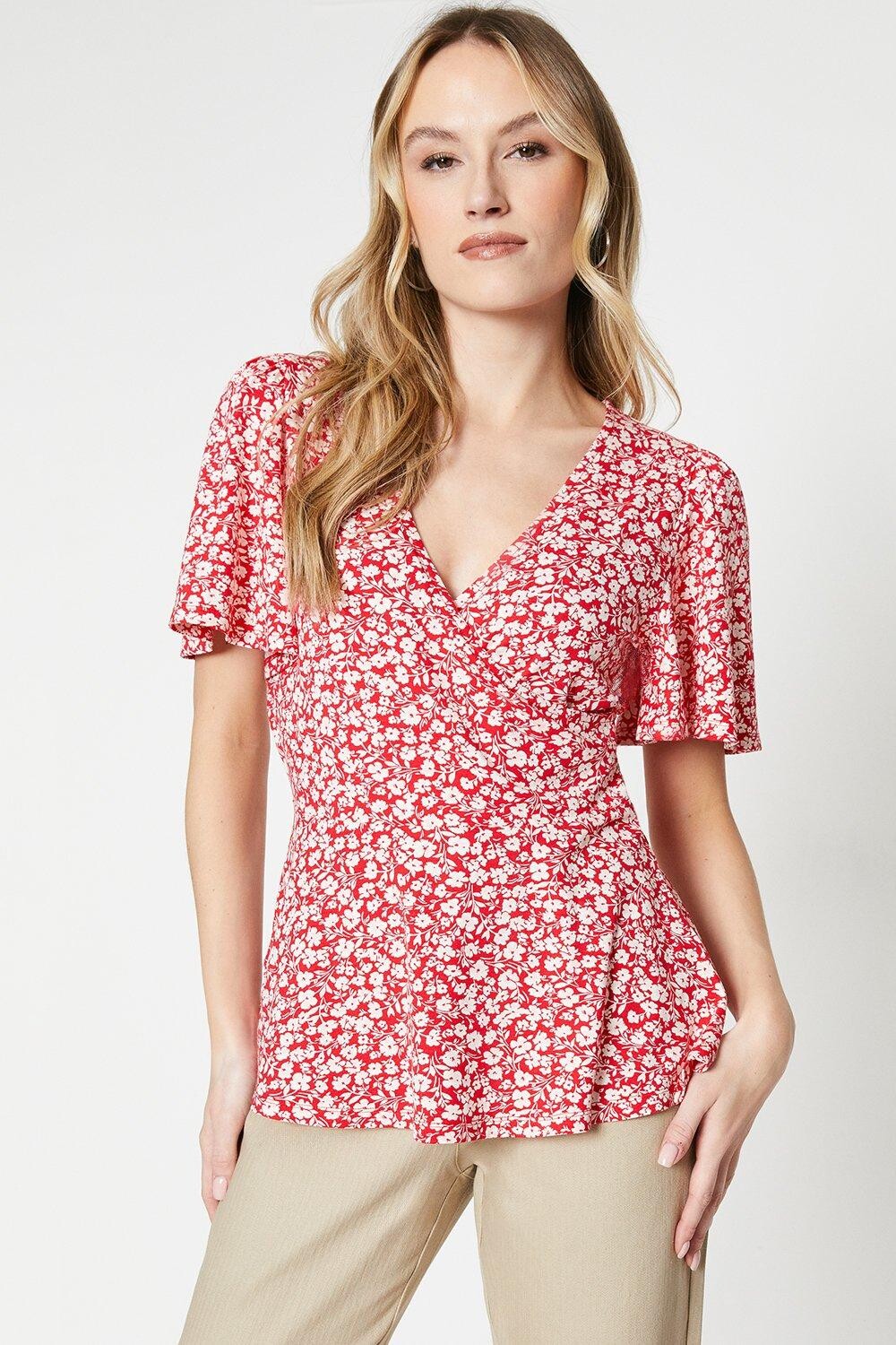 

Топ с запахом и рукавами «Ангел» Dorothy Perkins, красный