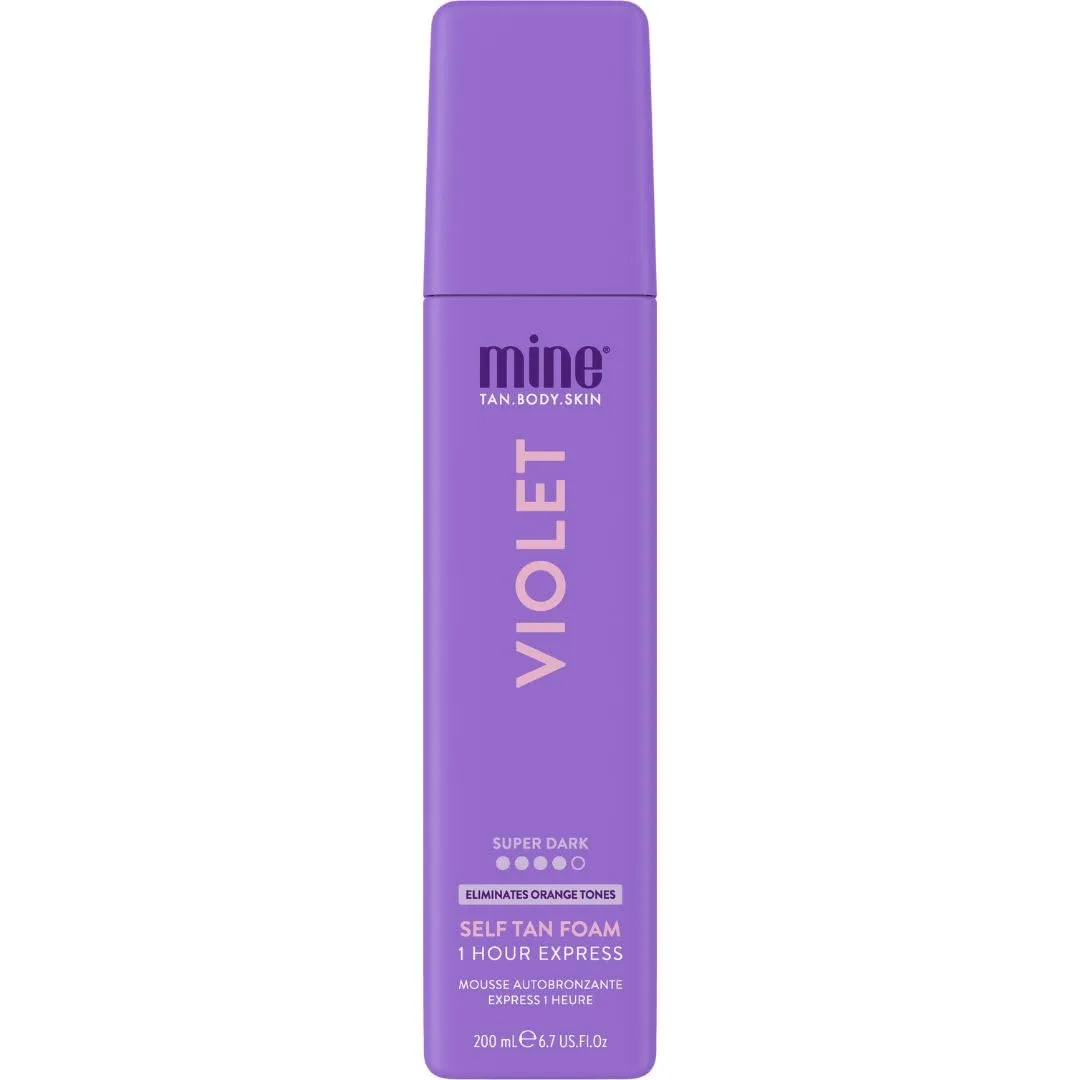 Minetan Self Tan Foam Violet - 1 Hour Express, мусс для автозагара для темного бронзового оттенка, лосьон для лица и тела, ультраувлажняющее сияние, Vegan & Paraben Free, 200 мл 198 мл (1 шт.) Minetan Body.Skin, Super Dark