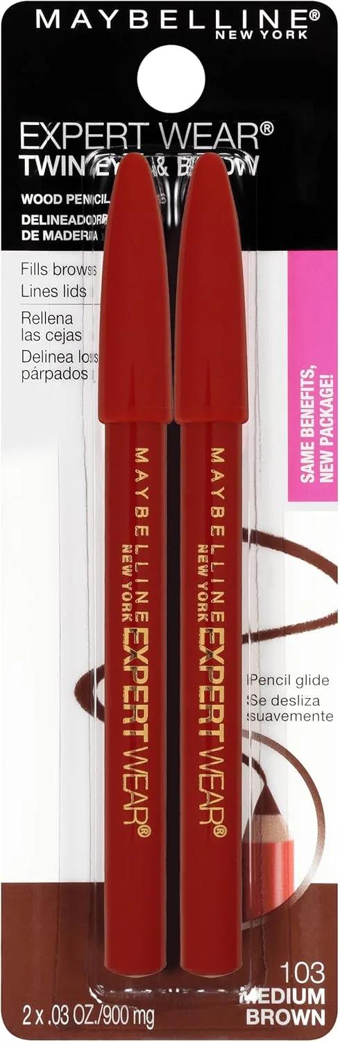 Карандаш для бровей и глаз Maybelline New York Expert Wear Twin, 103 Medium Brown — фото 2