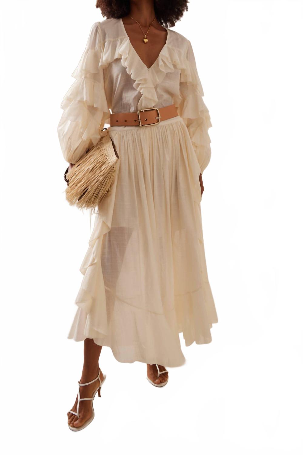 

Ажурная блузка Acacia с рюшами в цвете чай Zimmermann, Tea