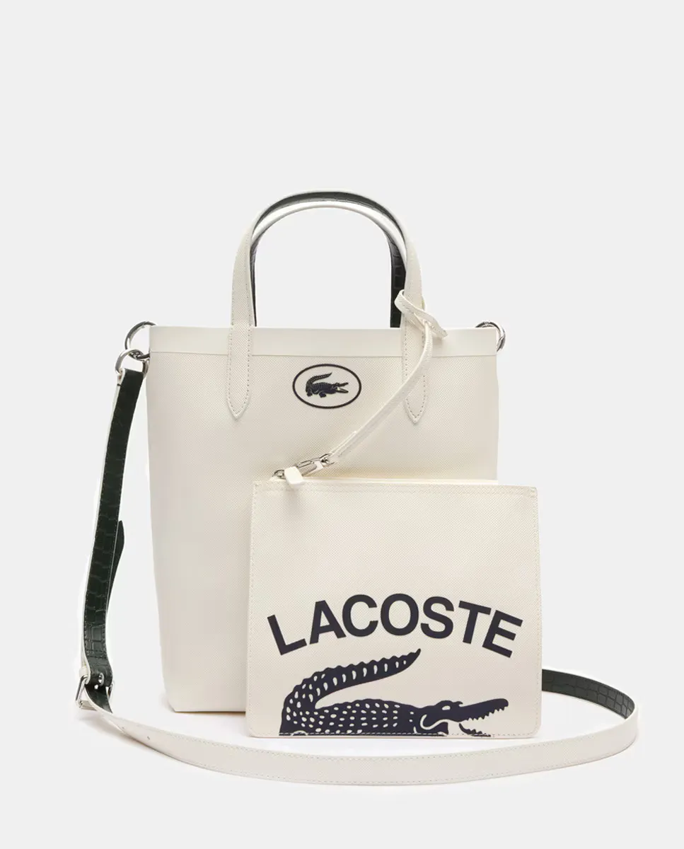 

Белая большая сумка Anna с вертикальным дизайном и плоским клатчем Lacoste