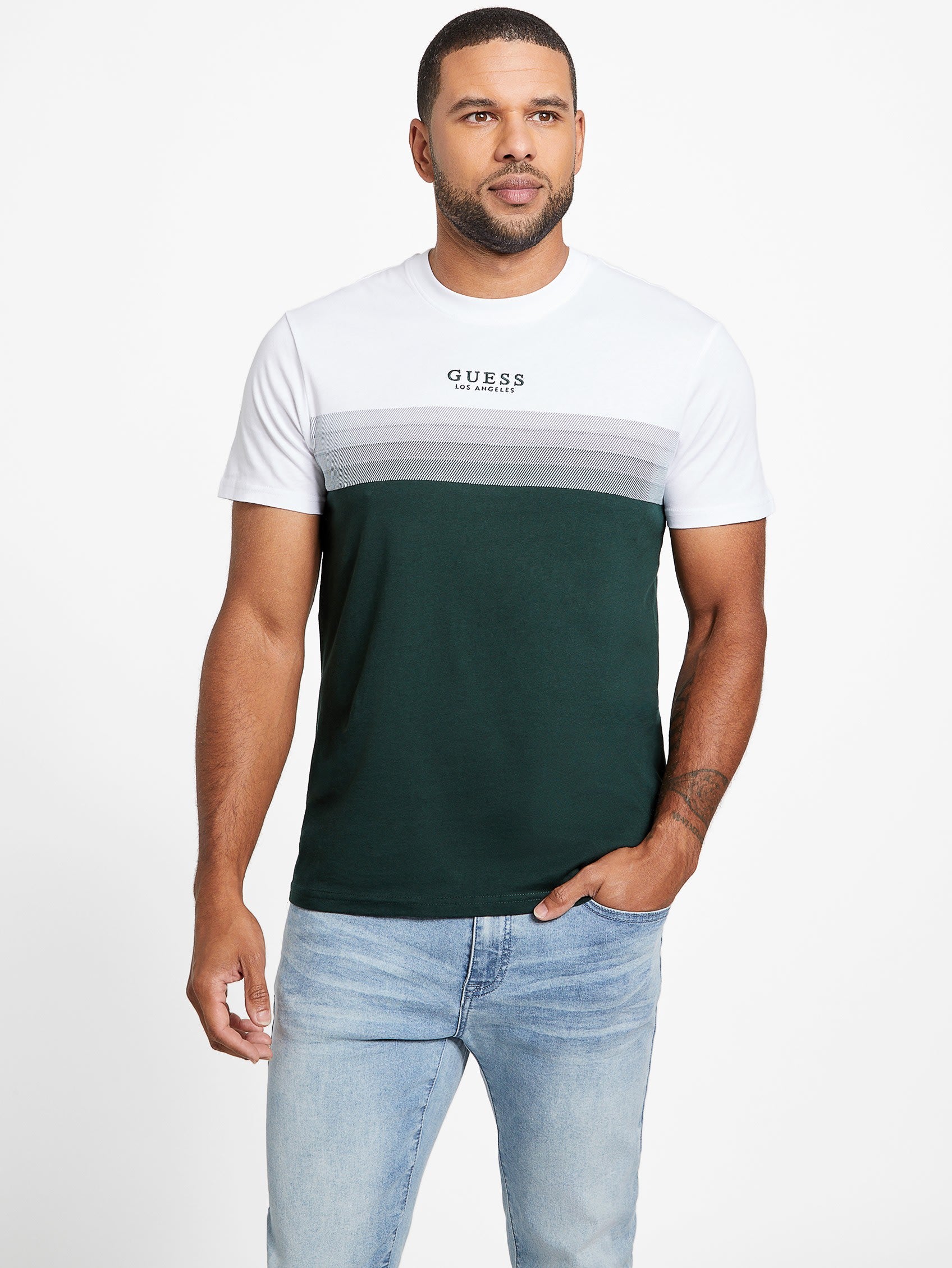 

Футболка с цветными блоками Rami Guess Factory, цвет alpine grove