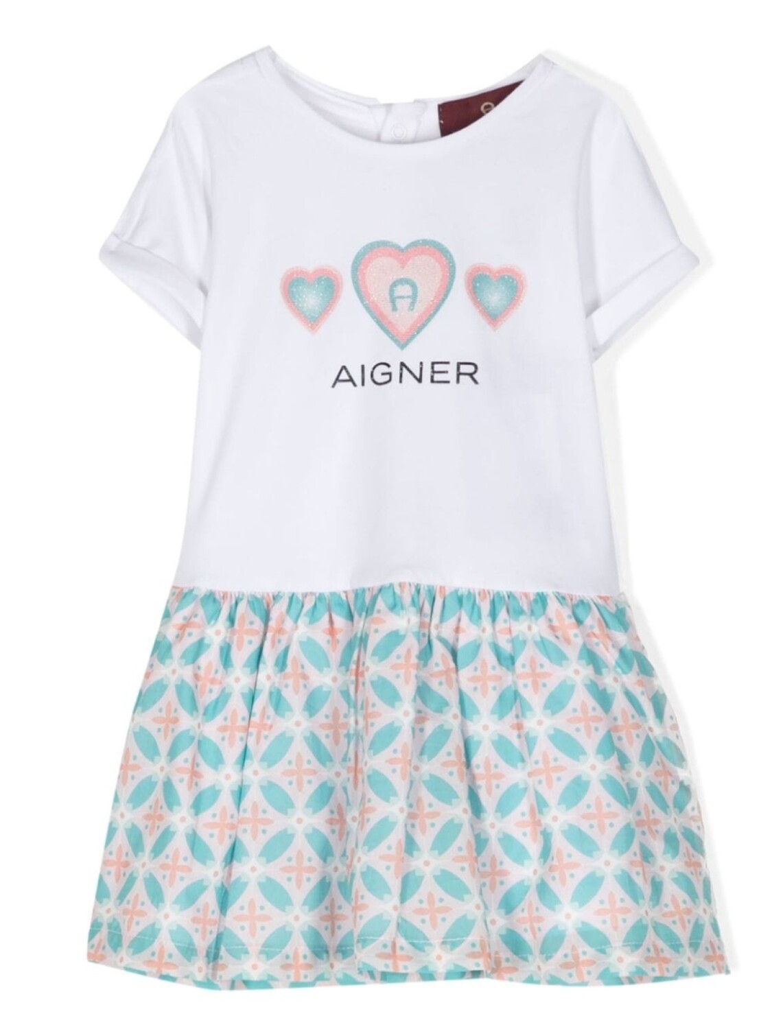

Платье с короткими рукавами и принтом Aigner Kids, белый