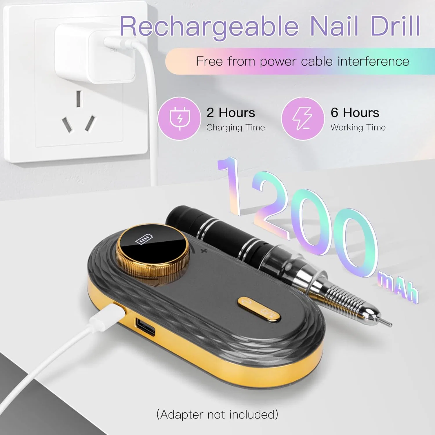 Беспроводной фрезер для ногтей «Madenia Cutter Nails» Madenia, Grey — фото 3