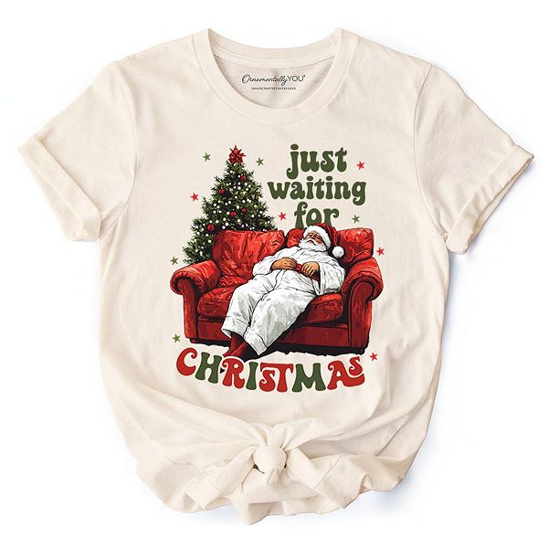 

Футболка Funny fat santa couch, просто жду рождества для ленивого праздничного сезона Ornamentallyyou, Natural