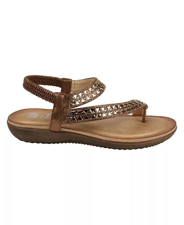 Женские асимметричные сандалии на плоской подошве Reille с украшениями GC Shoes, желтый — фото 2