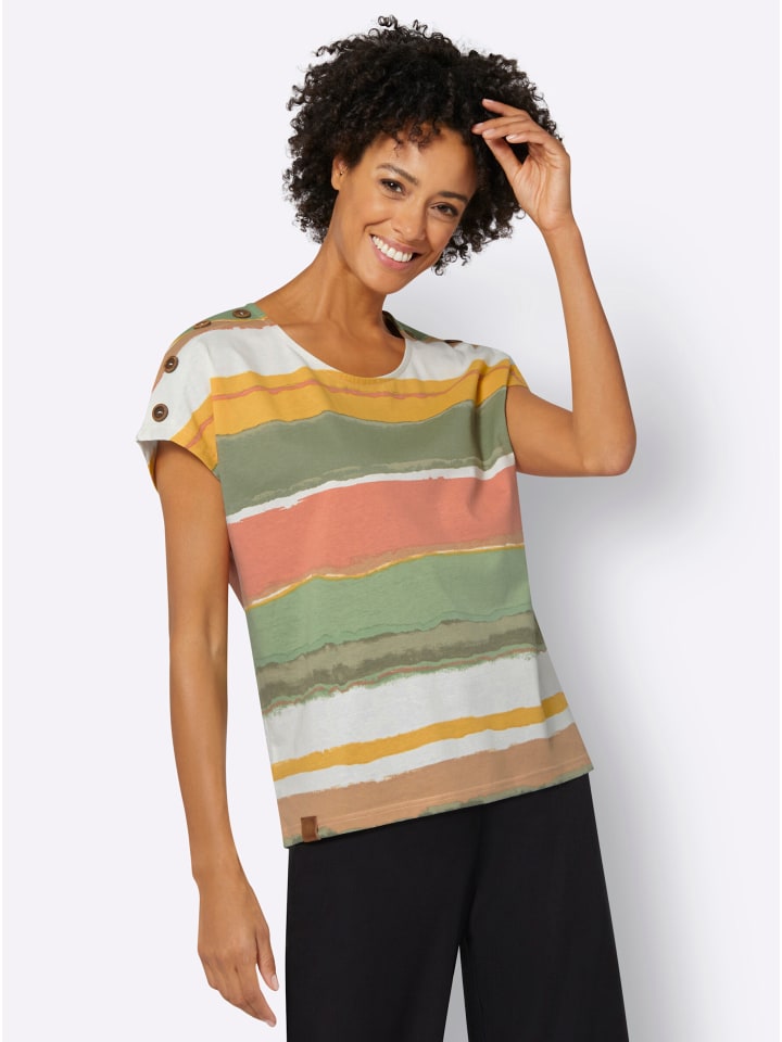 

Рубашка с короткими рукавами в цвете хаки и экрю WITT WEIDEN