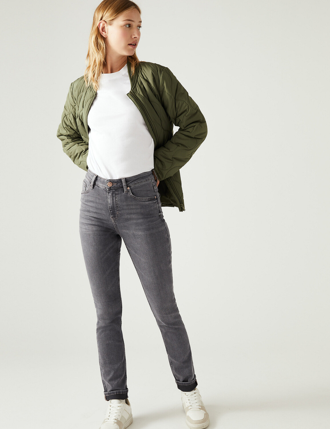 

Джинсы узкого кроя Lily из эластичной ткани Marks & Spencer, серый