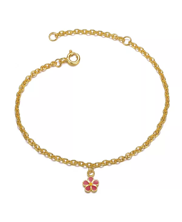 

Браслет с подвеской в виде цветка ромашки цвета фуксии, покрытый 14-каратным золотом Gigigirl, gold