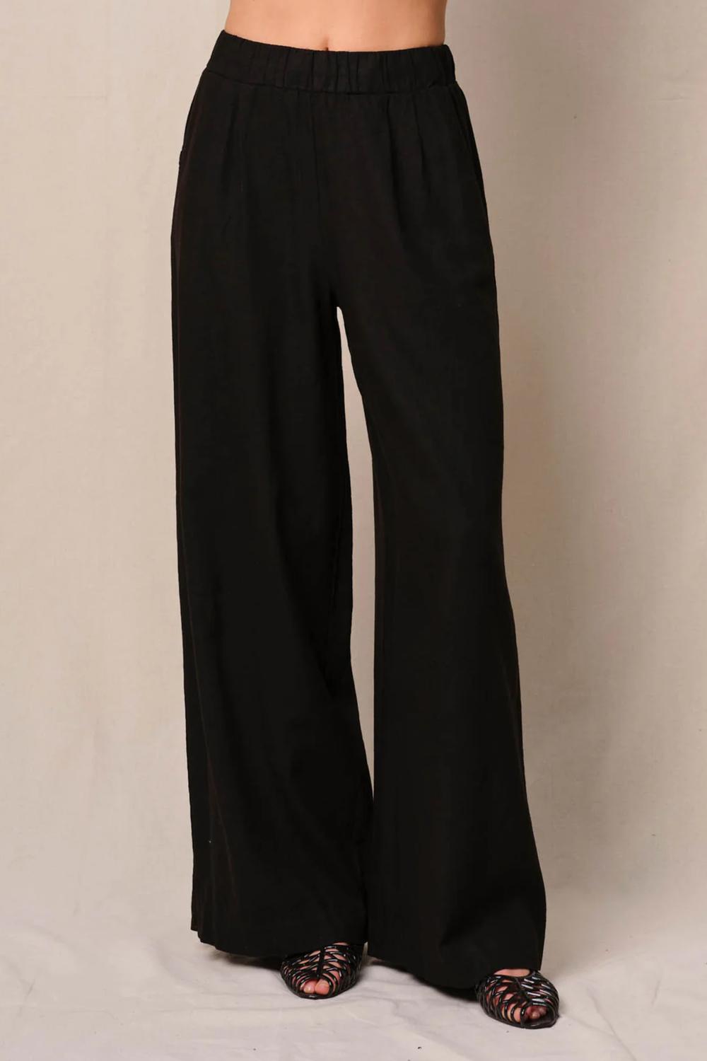 

Льняные брюки на резинке черные Stateside