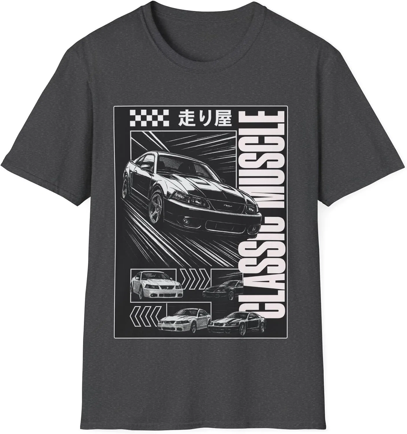 Футболка Vintage Graphic Muscle Car | Подарок для любителя классики, футболка для женщин и мужчин, футболка в стиле ретро-аниме GENERIC, Dark Heather