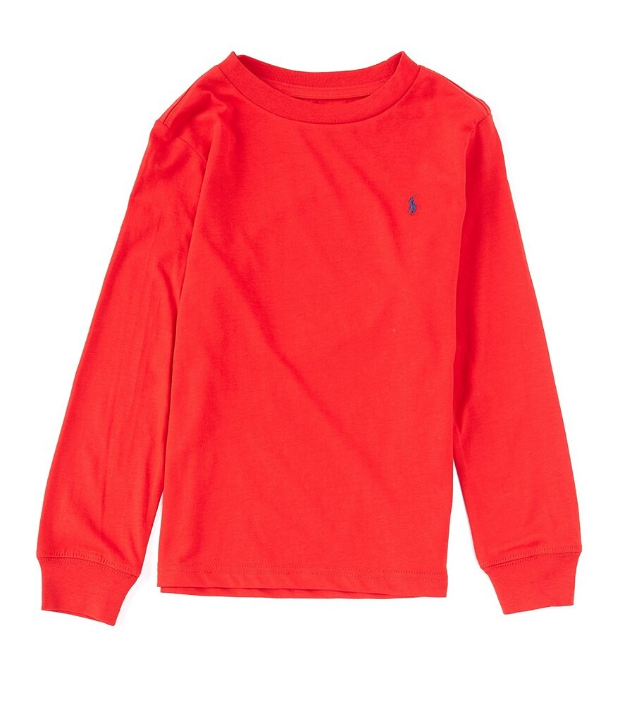 

Трикотажная футболка с круглым вырезом и длинными рукавами Polo Ralph Lauren Little Boys 2T-7, красный