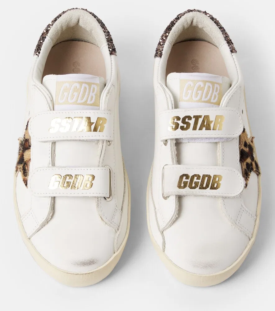 Кроссовки в стиле олдскул из блестящей кожи Golden Goose Kids, белый — фото 4