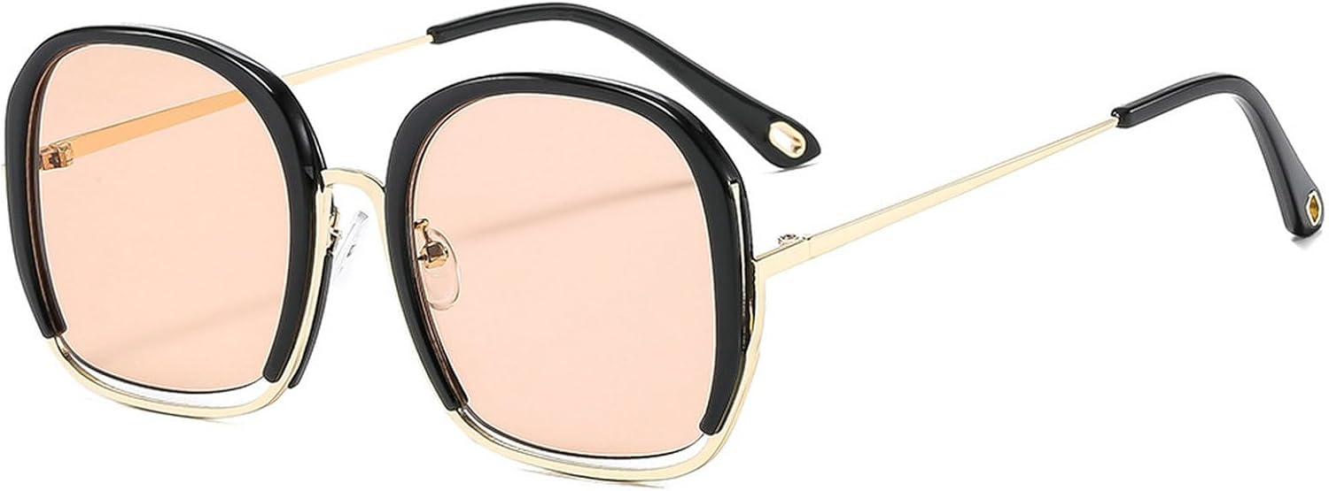 

Ретро-солнцезащитные очки овальной формы для женщин. Модные квадратные солнцезащитные очки большого размера с линзами цвета шампанского и защитой от УФ-излучения. Стиль 90-х mincl, Black Champagn