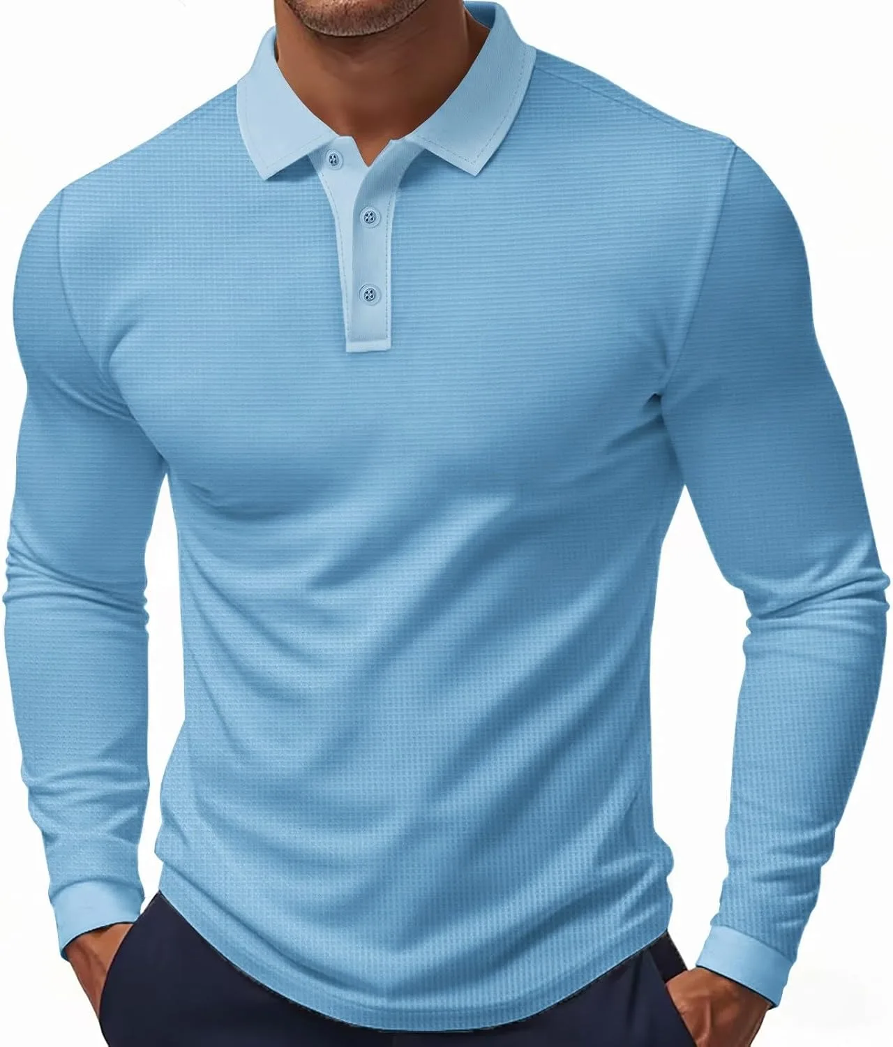 

Ymosrh мужская поло с длинным рукавом, однотонная, размеры M-3XL