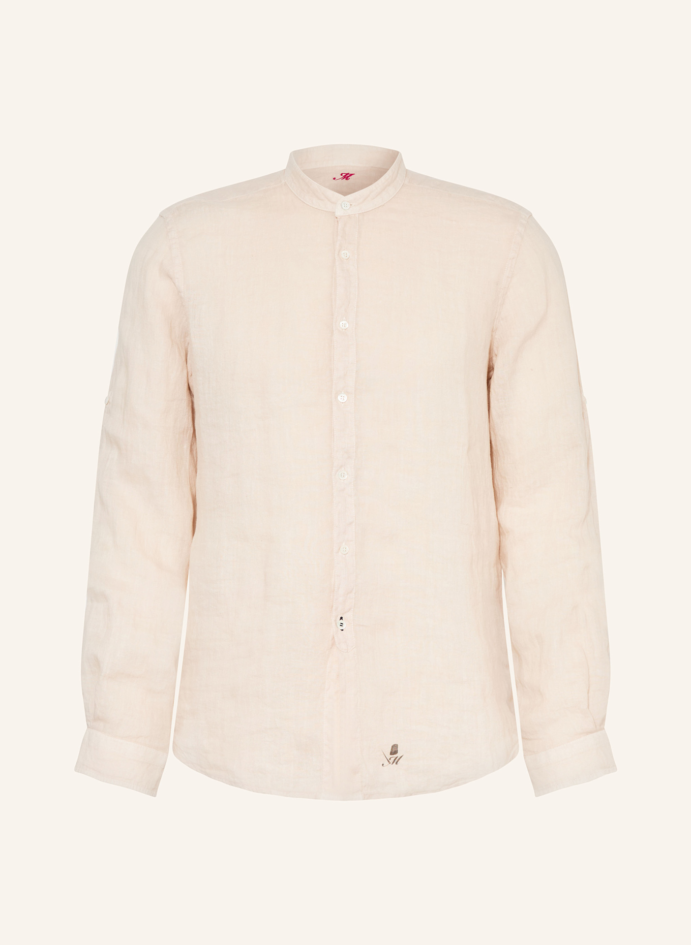 

Приталенная льняная рубашка с воротником-стойкой Mason'S, бежевый