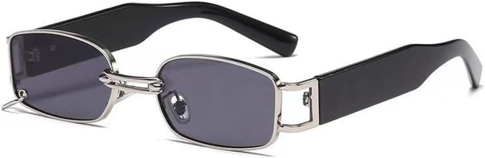 

Модные маленькие прямоугольные женские солнцезащитные очки в винтажном панк-стиле, мужские солнцезащитные очки с защитой от УФ-излучения UV400, прозрачные очки TYUVIVO, Silver Gray