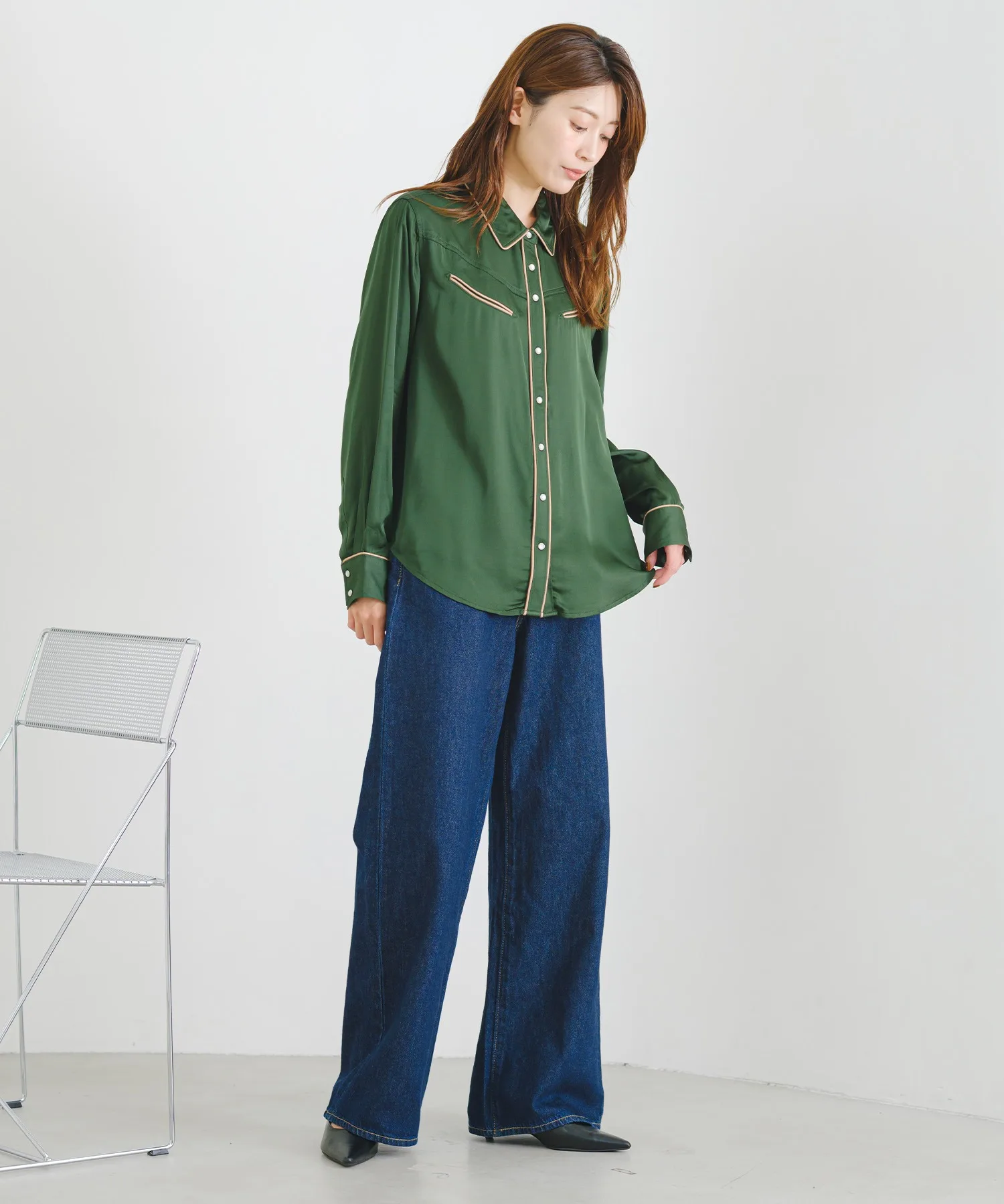 Женская рубашка Bradie Archival Levi's с длинными рукавами зелёная — фото 3