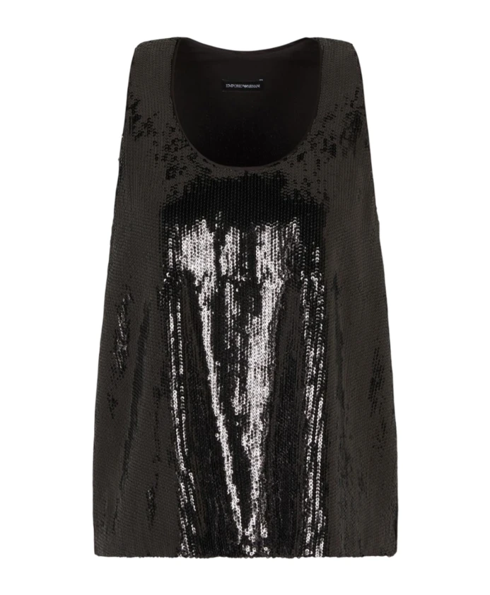 

Топ без рукавов, полностью покрытый пайетками. Emporio Armani, черный