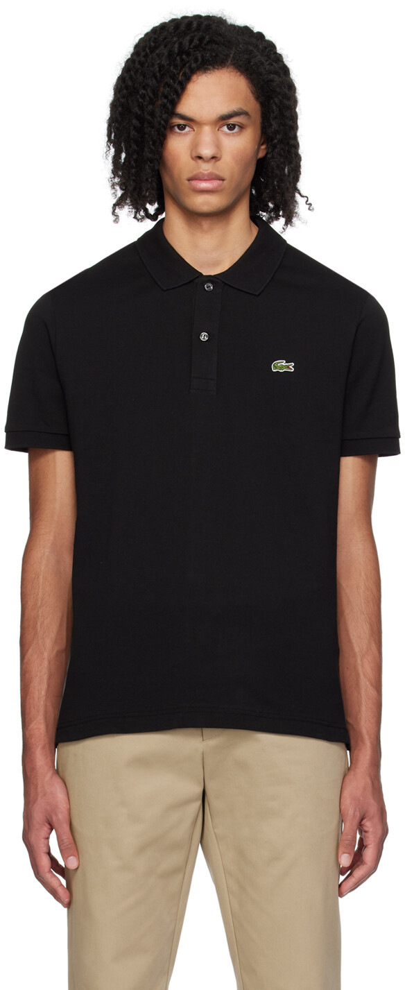 

Черная рубашка-поло узкого кроя Lacoste