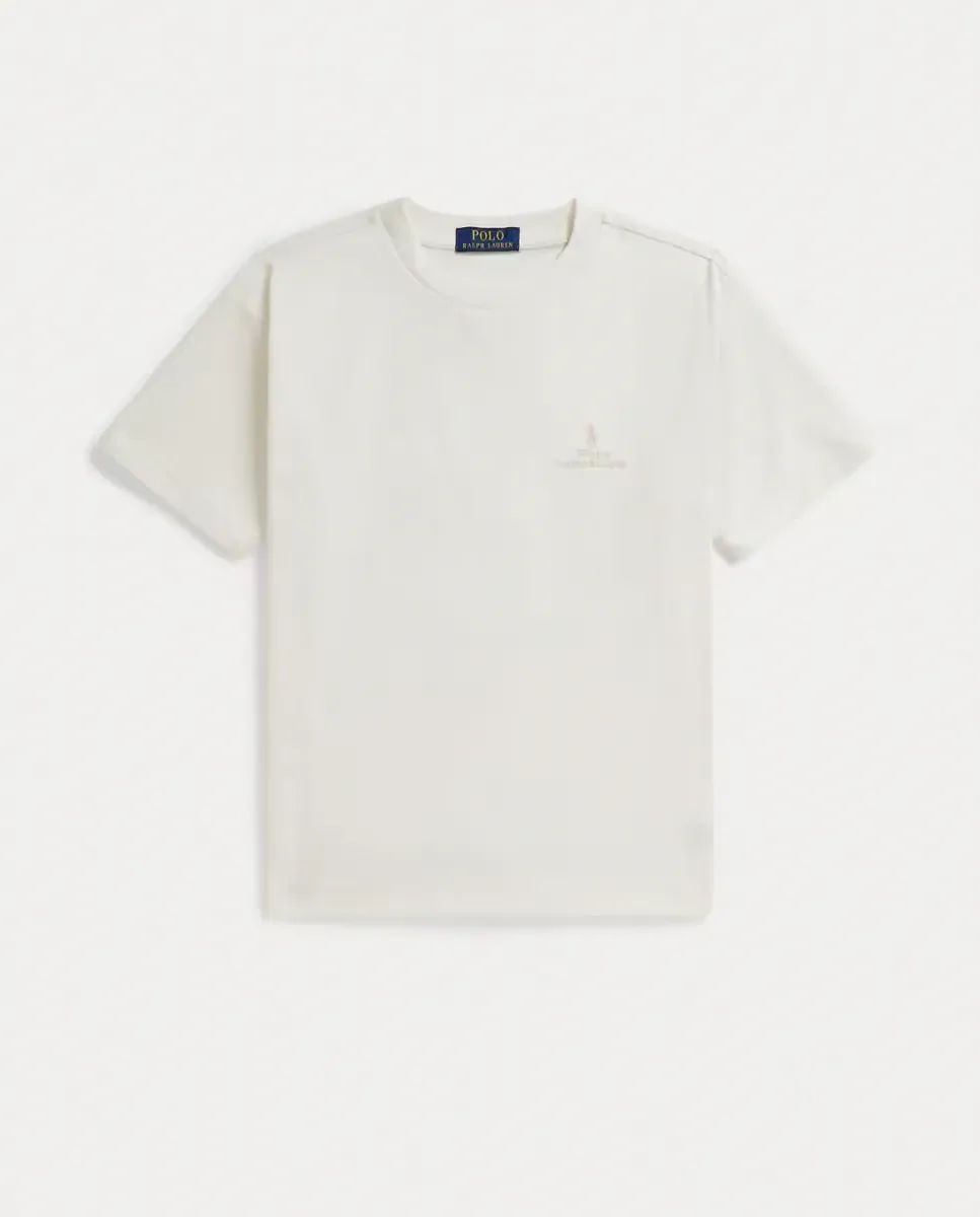 Футболка унисекс свободного кроя с логотипом одного тона из хлопка Polo Ralph Lauren, Blanco Roto — фото 4